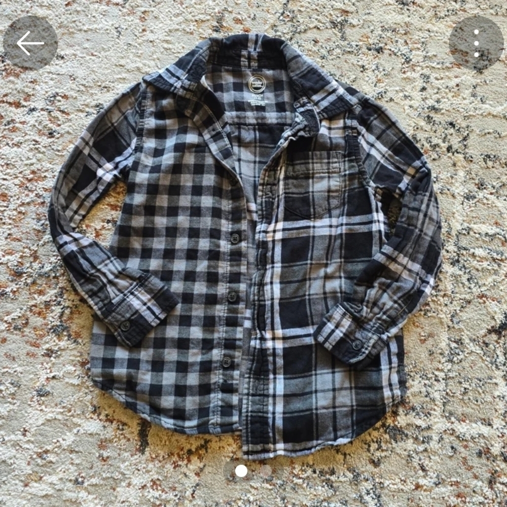 Wonder Nation Kids Plaid Button-Down Shirt - Black and White